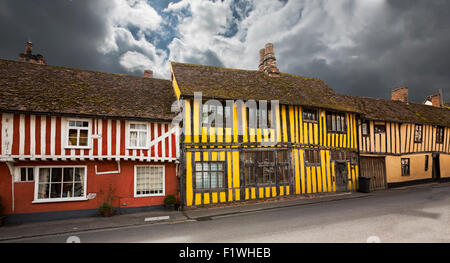 Lavenham, a village and civil parish in Suffolk, England  noted for its 15th-century church, half-timbered medieval cottages. Stock Photo