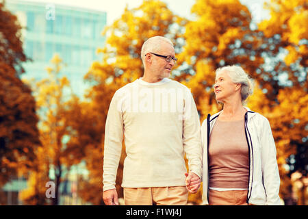 senior couple in city park Stock Photo