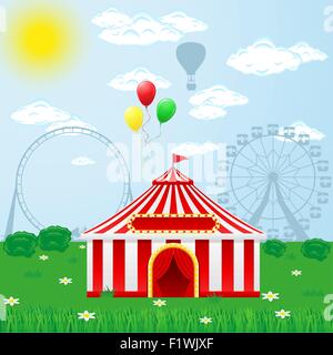 circus tent on nature vector illustration Stock Vector