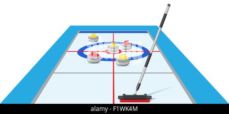 curling sport game vector illustration isolated on white background Stock Vector