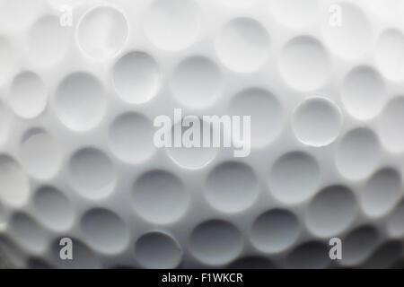 close up view showing dimples on a golf ball Stock Photo