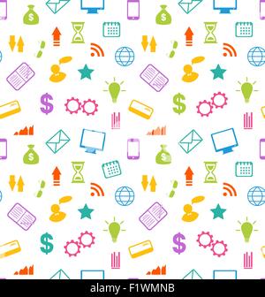 Seamless Pattern with Business and Financial Icons Stock Vector