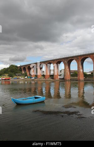 Boat and Brick viaduct Montrose Scotland  August 2015 Stock Photo