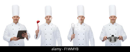 happy male chef cook set Stock Photo
