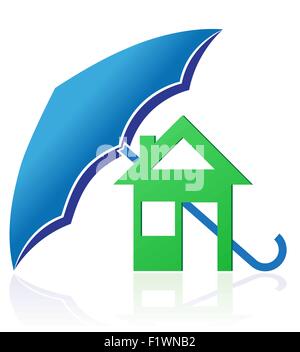 house with umbrella concept vector illustration isolated on white background Stock Vector