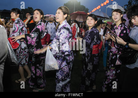 SHAH ALAM, MALAYSIA - SEPTEMBER 5: Bon-Odori Festival in Shah Alah,  on September 5, 2015. Participants in 'Bon Odori' festival, Stock Photo