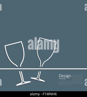 Illustration two wineglass wedding invitation card Stock Vector