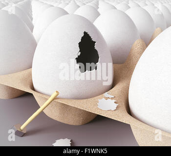 Escape from the egg. 3d concept Stock Photo