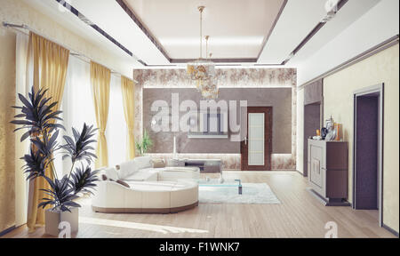 Modern living room interior design .3d concept Stock Photo
