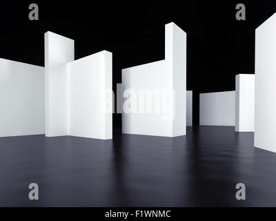 Gallery Interior with empty  walls. 3d concept Stock Photo
