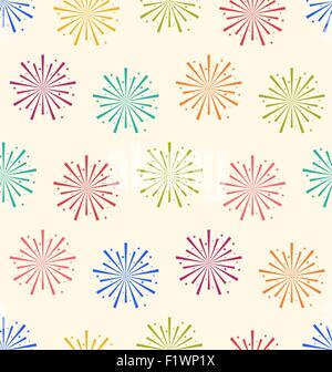 Seamless Pattern Colorful Firework for Holiday Celebration Event Stock Vector