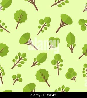 Seamless pattern with different trees in flat style Stock Vector