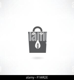 paper bag with a leaf of the tree icon Stock Vector