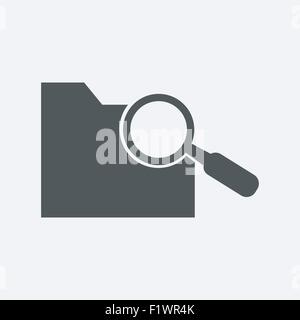 Search concept with folder icon and magnifying glassicon, vector illustration. Stock Vector