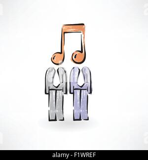 music heads grunge icon Stock Vector