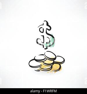 dollar coins grunge icon Stock Vector