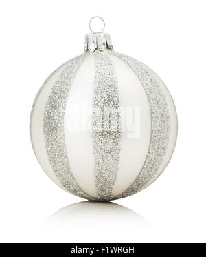 silver christmas ball isolated on white background Stock Photo - Alamy