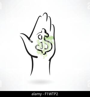 dollar in the hand grunge icon Stock Vector