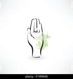 PROTECTING hands ecology icon Stock Vector
