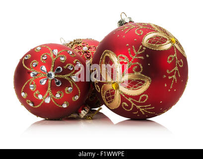 Christmas red balls isolated on the white background. Stock Photo