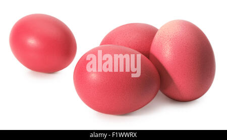 red Easter eggs isolated on the white background. Stock Photo