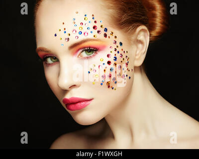 Beauty portrait of woman with beautiful makeup. Fashion photo Stock Photo
