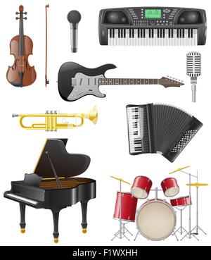 set icons of musical instruments vector illustration isolated on white background Stock Vector