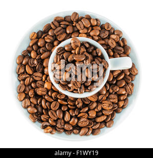 coffee beans in cup isolated on white background. Stock Photo