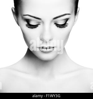 Beautiful woman face. Perfect makeup. Beauty fashion Stock Photo