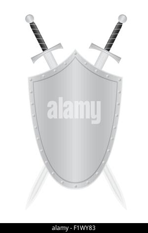 shield and two swords vector illustration isolated on background Stock Vector