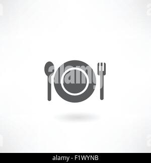 plate with spoon and fork icon Stock Vector