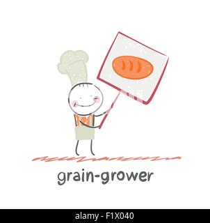 grain grower. Fun cartoon style illustration. The situation of life. Stock Vector