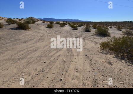 A dirt track in the desert at Lake Havasu Stock Photo