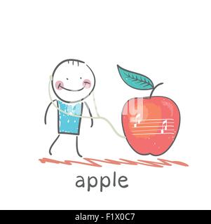 man listening to music on headphones apple Stock Vector