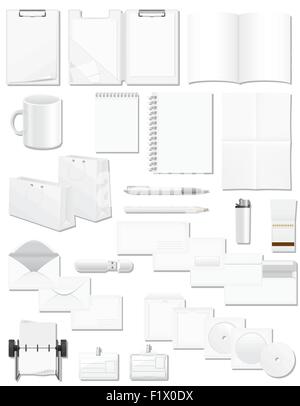 set icons white blank samples for corporate identity design vector illustration on background Stock Vector