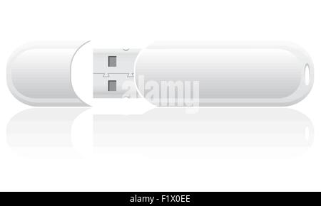 white blank usb flash vector illustration isolated on background Stock Vector