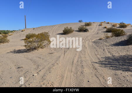 A dirt track in the desert at Lake Havasu Stock Photo