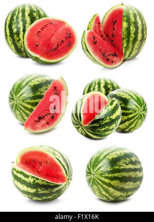 set of watermelons isolated on the white background. Stock Photo