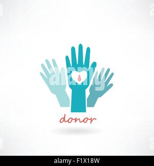 hand with heart, blood transfusions in the crosshairs icon Stock Vector