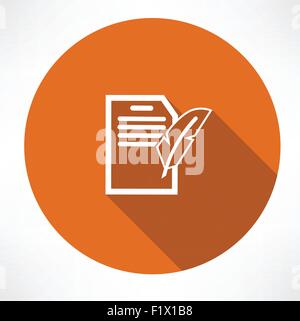 blank paper script with old ink feather pen vector illustration, isolated on white background. Gradient mesh used for shadow drawing. Stock Vector