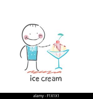 ice cream. Fun cartoon style illustration. The situation of life. Stock Vector