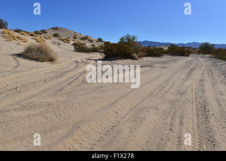 A dirt track in the desert at Lake Havasu Stock Photo