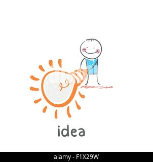 idea. Fun cartoon style illustration. The situation of life. Stock Vector