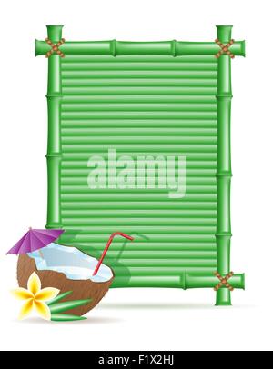 bamboo frame and coconut vector illustration isolated on white background Stock Vector