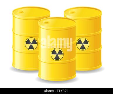 yellow barrels of radioactive waste vector illustration isolated on white background Stock Vector