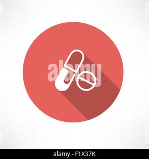 Tablets and pills Icon Flat modern style vector illustration Stock Vector