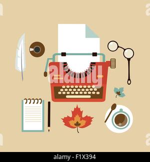 desktop typists illustration. Flat modern style vector design Stock Vector