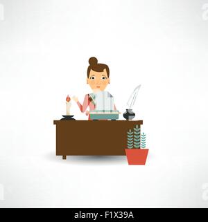 typewriter prints the document Stock Vector