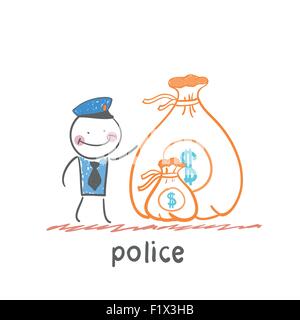 police. Fun cartoon style illustration. The situation of life. Stock Vector