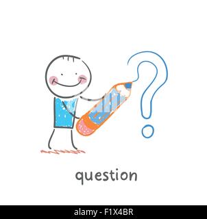 question. Fun cartoon style illustration. The situation of life. Stock Vector